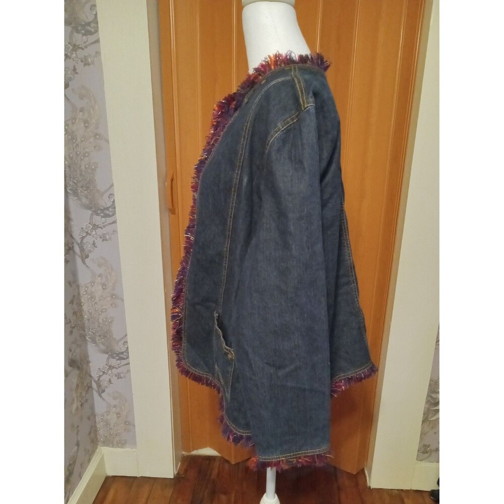 Hearts of Palm Jacket Women Size 16 Jean Jacket with Fringe - Picture 2 of 9